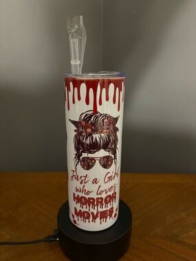 Horror Movies Themed Stainless Tumbler - White & Red